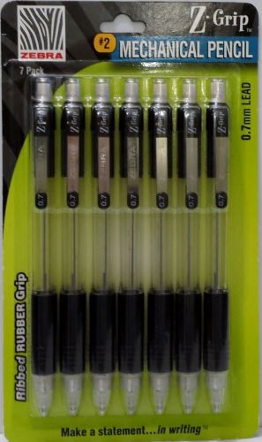 Zebra Z-Grip Mechanical Pencil #2 0.7mm, Ribbed Rubber Grip, 7-Pack