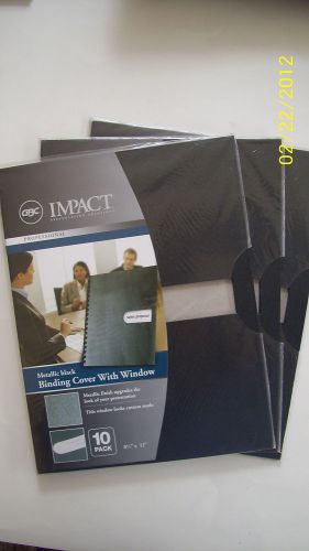 GBC Impact Binding Cover Title Window Metallic Black 3 Packs of 10 NEW