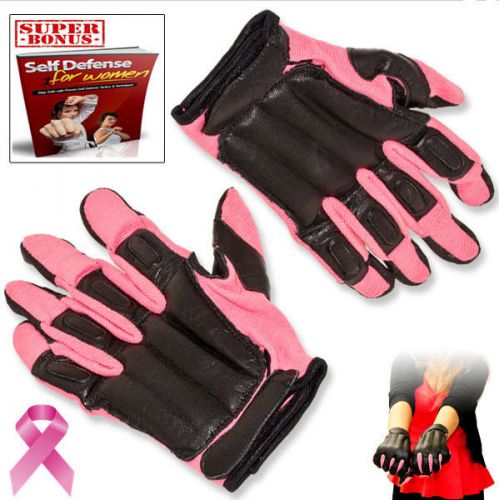 Self Defense Police Security Guard Pink Cancer Awarness Steel Shot SAP XL Gloves