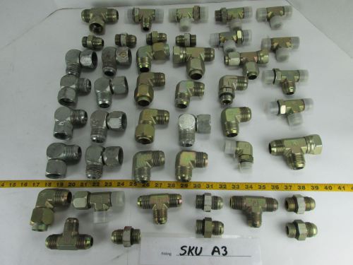 Lot of hydraulic fittings connectors parker hannifin imperial elbow tee union s for sale