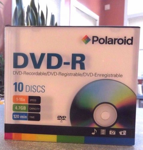 Polaroid DVD-R 4.7GB 120-Minute 16x Recordable DVD Disc, 10-Pack Slim Case