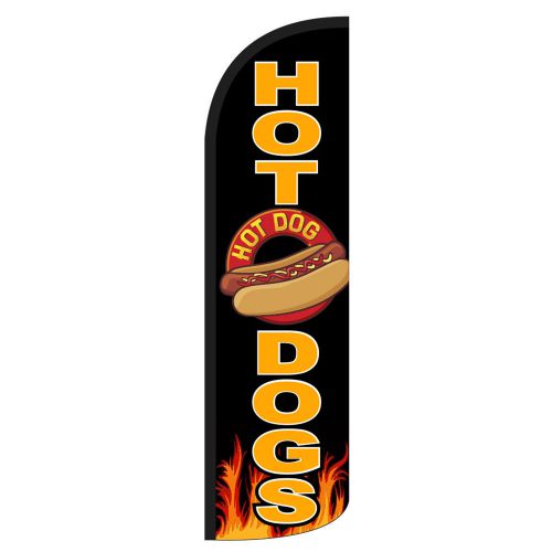 Hot Dogs Windless Swooper Flag Jumbo Full Sleeve Banner + Pole made in USA