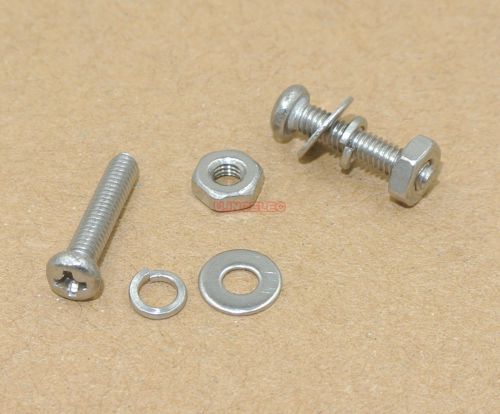 M2.5x14 m2.5 metric machine screw flat washer lock washer nut fixture x50sets for sale