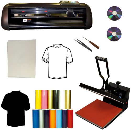 15x15 heat press,13&#034; metal vinyl cutter plotter,transfer paper,pu vinyl bundle for sale