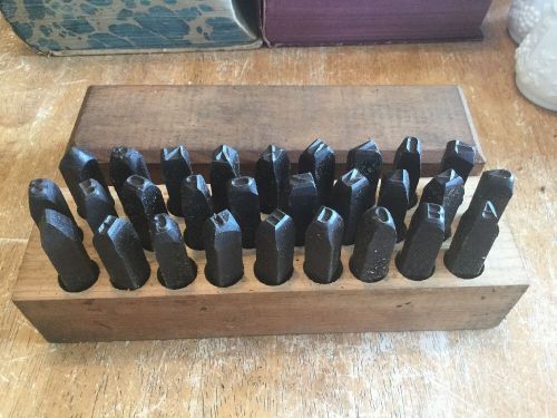 Vintage Young Brothers 28 Piece 1/4&#034; Punch Set, A-Z, (.,&amp;)