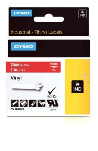 Dymo rhino adhesive vinyl label tape, 1-inch, 18-foot cassette, red (1805429) for sale