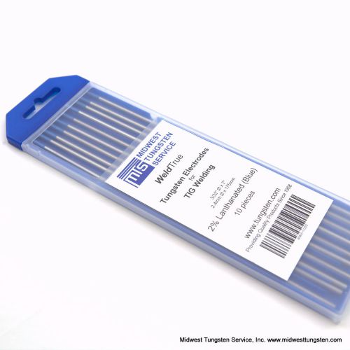 TIG Welding Tungsten Rod Electrodes 2% Lanthanated 3/32” x 7” (Blue, WL20) 10PK