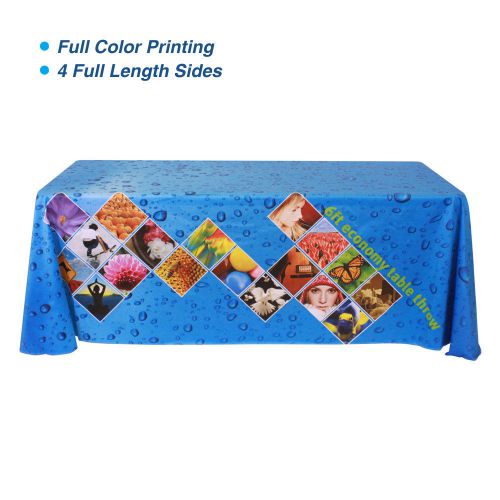 6ft table throw cover +custom dye-sublimation full color printing (round corner) for sale