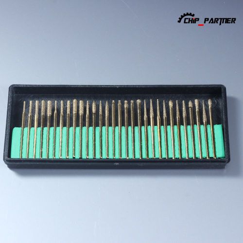 30pcs Gold Coated Diamond Burs Tooth Drill Kit Low Speed Tooth Drill Dental Lab