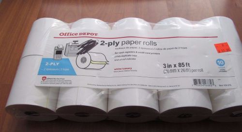 Cash Register Paper Rolls 2-ply white/ Canary 3&#034; x 85&#039; 10 Rolls Credit Card