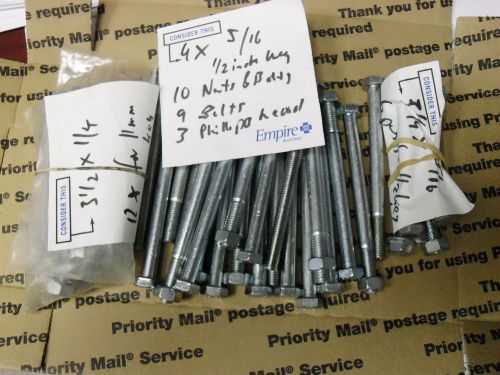 Carriage bolts and nuts 3 1/4&#034;&amp; 4&#034;X 5/16, 3 1/2&#034;X 1/4 40 pcs or sets/lot