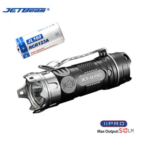 JETBeam II Pro Cree XP-L HI LED 510 Lumens Flashlight with JL160 RCR123A Battery