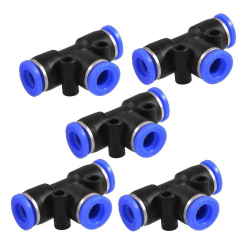 5 Pcs 8mm to 8mm 3 Ways Push in One Touch Tee Shaped Quick Fittings