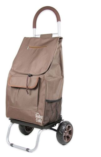 Shopping Cart Folding Rolling Basket Grocery Wheels Trolley Dolly Bag Brown NEW