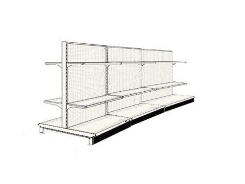 USED GONDOLA SHELVING BEIGE, 10 SECTIONS  1 PRICE , SHELVING, METAL DIVIDERS Inc