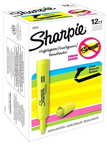 Sharpie Accent Tank Style Highlighter Chisel Tip Fluorescent Yellow 144 Count