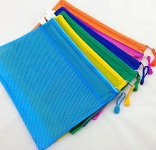 DCDEAL 10pcs A4 Size Waterproof Double Layer Zippered Mesh File Bags Office