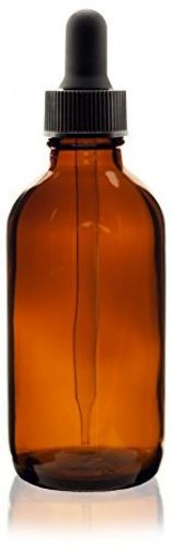 4 oz (120 ml) amber boston round glass bottle w/ dropper - pack of 6 for sale