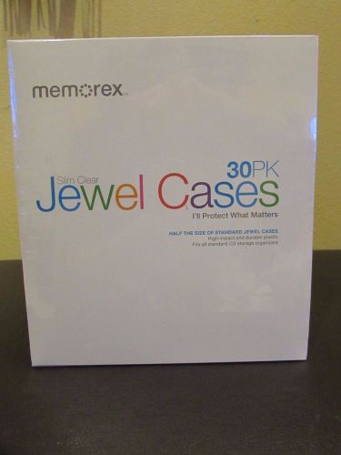 Memorex Jewel Cases 30 pack Clear Slim Brand New in Sealed Plastic