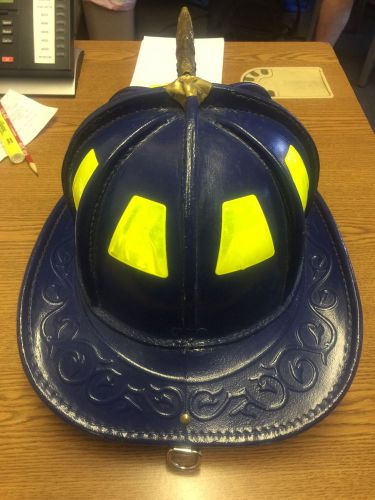 Cairns new yorker leather fire helmet n5a size l perfect shape, blue for sale