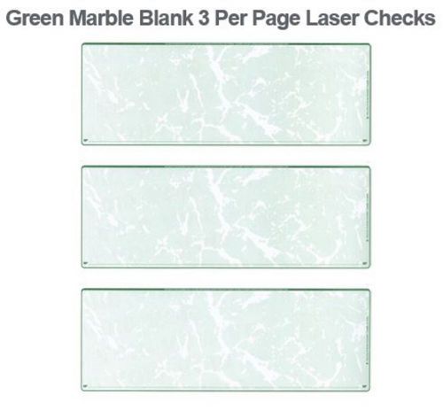 BLANK CHECK PAPER - 3 PER PAGE - GREEN MARBLE - 100 SHEETS (300 CHECKS)