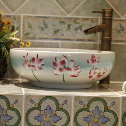 A115 Pastoral Style Hand Made D 40 - 42cm Bathroom Ceramic Art Sink/Wash Basin