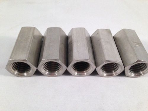(lot of 5) 3/4&#034; rod couplers, connectors, coupling nut, type 316 stainless steel for sale