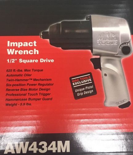 Mac tools air impact wrench aw434m 1/2&#034; square drive mactools for sale