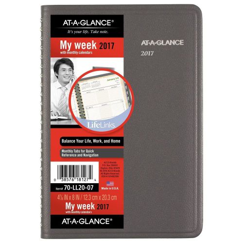 AT-A-GLANCE Weekly / Monthly Planner 2017, 4-7/8 x 8&#034;, LifeLinks (70-LL20-17)