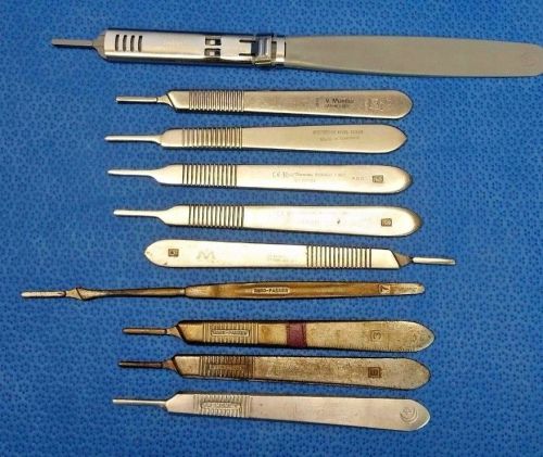 Lot of 10, Assorted #3 Knife Handles, Scalpel Handles, Surgical Instruments