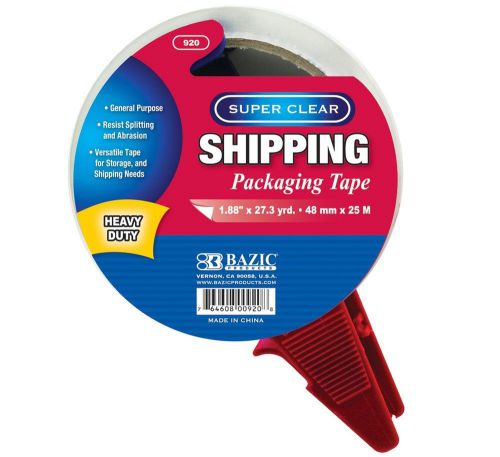 Bazic 1.88&#034; x 27.3 yards super clear heavy duty packing tape with dispenser for sale
