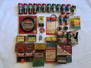 LOT OF 35 VINTAGE HOUSE HARDWARE EAGLE FUSES ATLAS TACKS PRESTO BULL DOG LOUVER