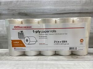 Office Depot 1 Ply Bond Paper Rolls 2.75” x 128 10 Count White New Receipt Tape