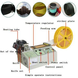 110V US Automatic Computer Control Hot Cold Textile Weave Belt Cutting Machine