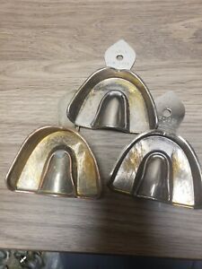 Lot of 3 Metal Rim-Lock Impression Tray U14, Full Upper Dentsply Caulk