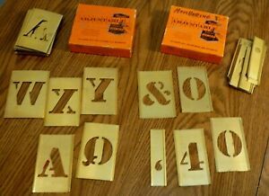 89 Reese&#039;s Brass Stencils 2&#034; Letters Numbers Characters 4 Boxes