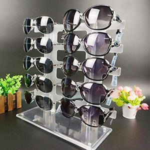 Glasses Display Stand Sunglasses Rack Holder Two Row 10 Pair Transparent Acrylic