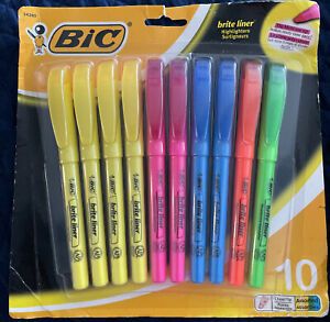 BIC Brite Liner Chisel Tip Fluorscent Highlighter Assorted 10 Pack | 34280 | NEW