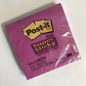 Post-It Notes Super Sticky 1 Pad 90 Sheets 3&#034; X 3&#034; Purple 2010 Made In USA
