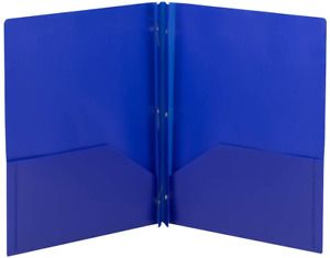 Smead Poly Two-Pocket Folder, Three-Hole Punch Prong Fasteners, Letter Size, Blu