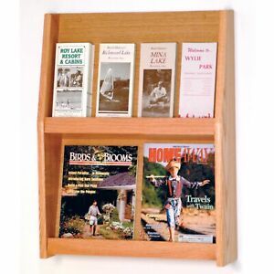 Wooden Mallet Slope 8 Pocket Literature Display, 2Hx4W, Light Oak