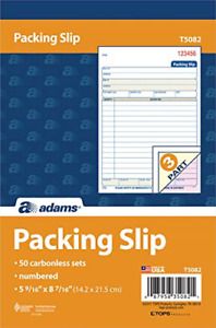 Adams Packing Slip Book, 3-Part, Carbonless, 5-9/16 x 7-5/16 Inches, 50 Sets per