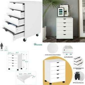 Yitahome 5 Drawer Chest, Mobile File Cabinet With Wheels, Home Office Storage Dr