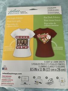 Jolees Inkjet Heat Transfer Paper for (5) Dark (4) Light Fabric 9 Sheets 8.5x11