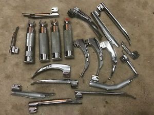Lot of 20 FOREGGER Laryngoscope Set Mac Siker Miller Blades Handles Nice! 20x