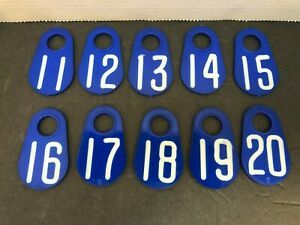 Vintage Original Blue Plastic Double Sided Numbered #11-#20 Cattle Livestock Tag