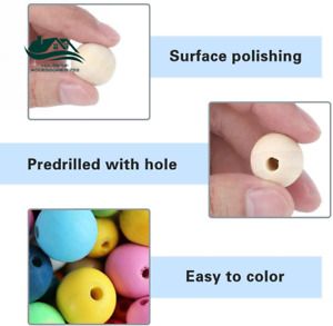 UOONY 800pcs Wooden Beads for Crafts 7 Sizes Bulk, Garland Natural