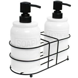 BLUE DONUTS BD3928105 2 Piece Soap and Lotion Dispenser Set With Metal Rack