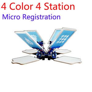 4 Color 4 Station Micro Registration Silk Screen Printing Machine Printer