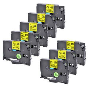 8PK Compatible with Brother P-Touch Yellow TZE FX631 Flexible Label Tape 0.47&#034;